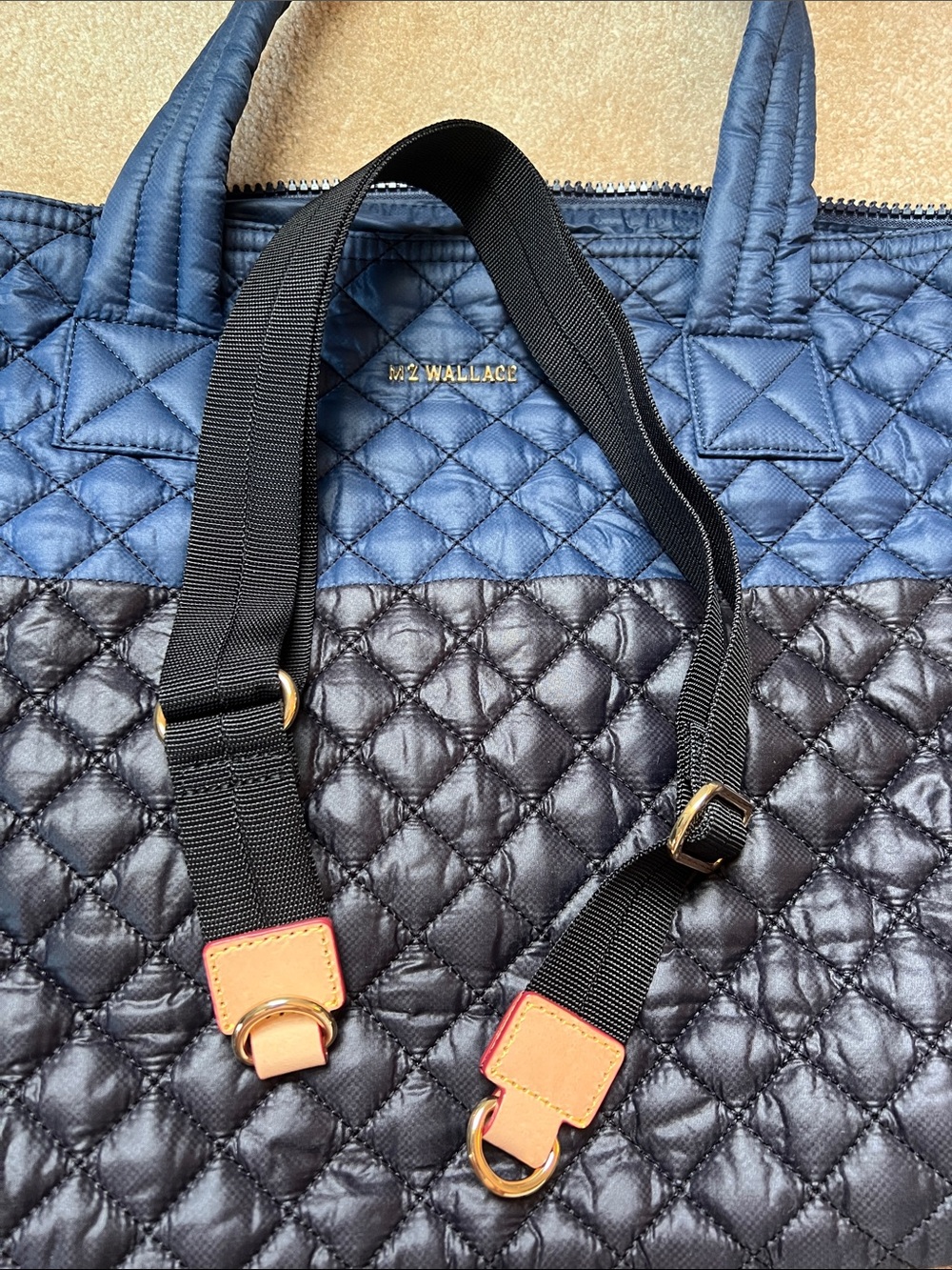 NWT MZ Wallace Quilted Navy and Black Large Sutton Tote - Picture 5 of 5